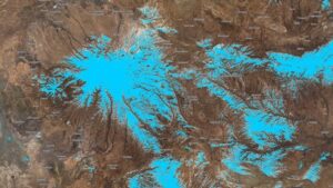 نمایی از نفشه رنگ‌آمیزی شده با شاخص NDSI جریب